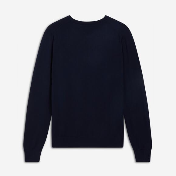 Maison Kitsuné Virgin Wool Tricolor Fox Patch Crewneck Sweater Knitwear Navy EUC - Picture 2 of 12